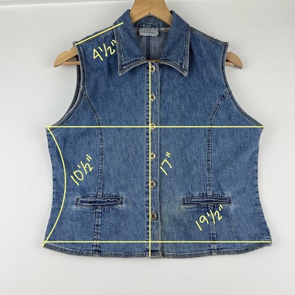 Vintage 90s Paul Harris Denim Women’s Medium Sleeveless Button-Up Jean Vest - Picture 5 of 5